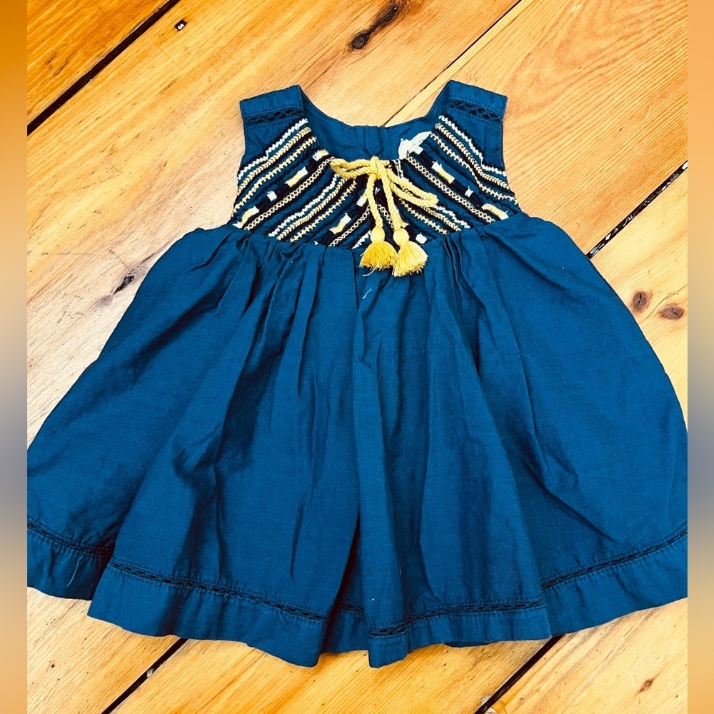 Artisan NY Infant 18mo Dress Boho Embroidered Smocked Tassel Lined Flowy Skirt